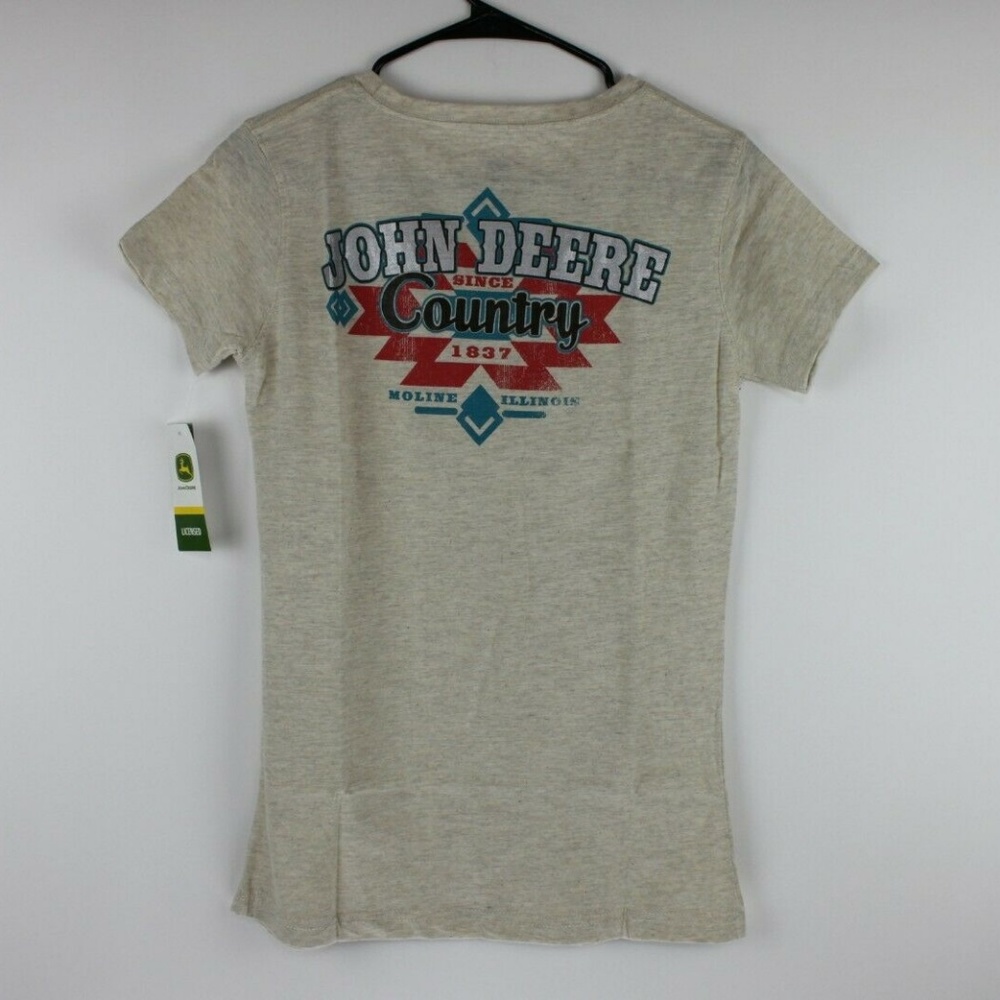 John Deere V-Neck T-Shirt Country Grey Tee